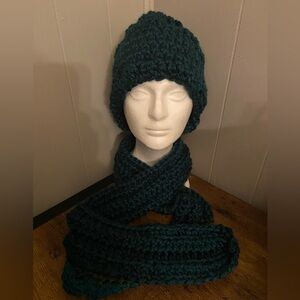 Peacock Green Beanie & Scarf